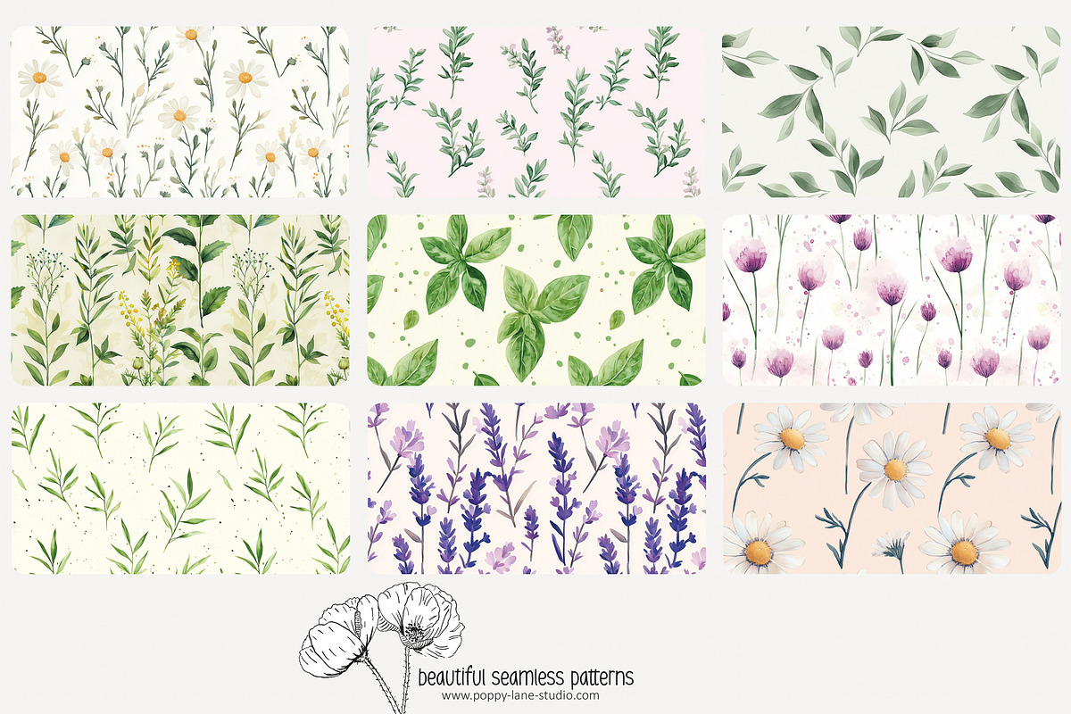 70 kitchen herb seamless pattern, a Pattern Graphic by Poppy Lane Studio (Photo 9 of 10)