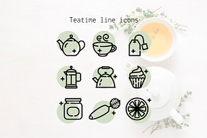 Teatime line icons, an Outline Icon by Lyolya Profitrolya