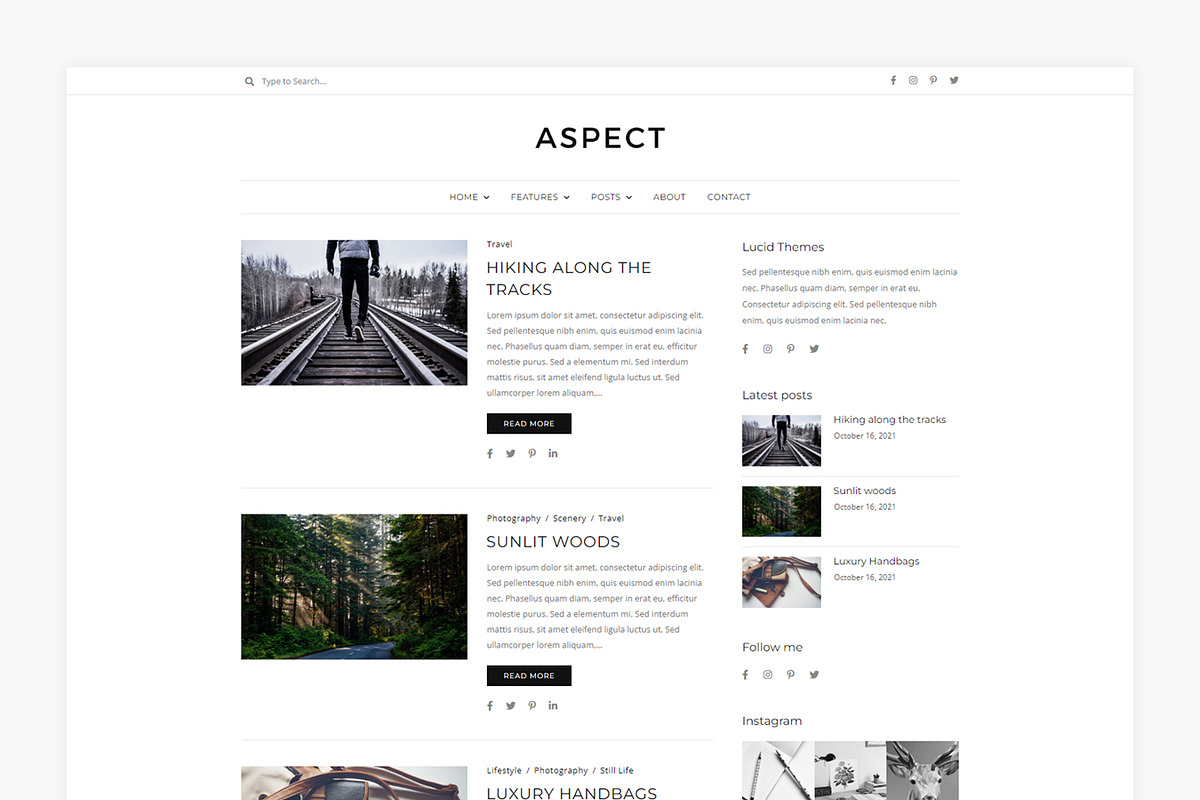 Aspect - WordPress Blog Theme, a WordPress Template by Lucid Themes (Photo 5 of 6)
