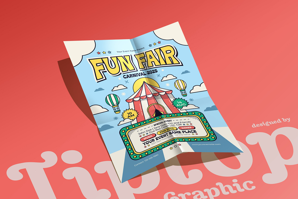 Retro Fun Fair Carnival Flyer, a Flyer Template by Tiptop Graphic (Photo 5 of 5)