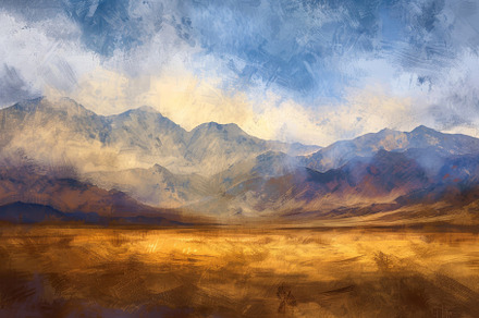 A breathtaking landscape unfolds wit, a Photo by Tanuart