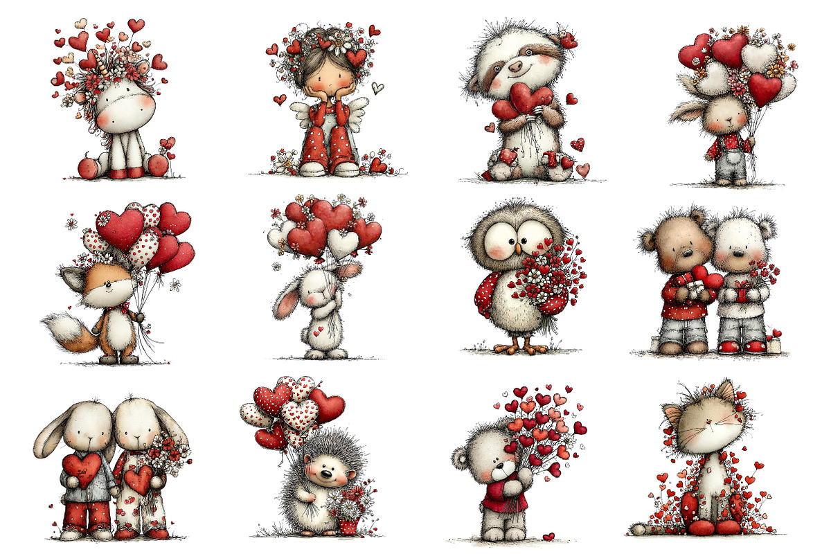 Whimsical Valentine's Day Clipart, an Illustration by Dream Creation (Photo 2 of 8)
