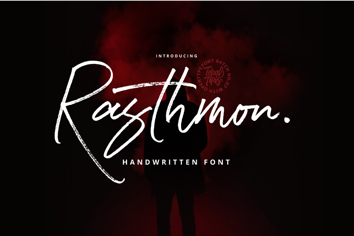 Rasthmon - Brush Font, a Script Font by tebaltipislab (Photo 1 of 13)