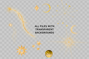 Gold Celestial Elements PNG