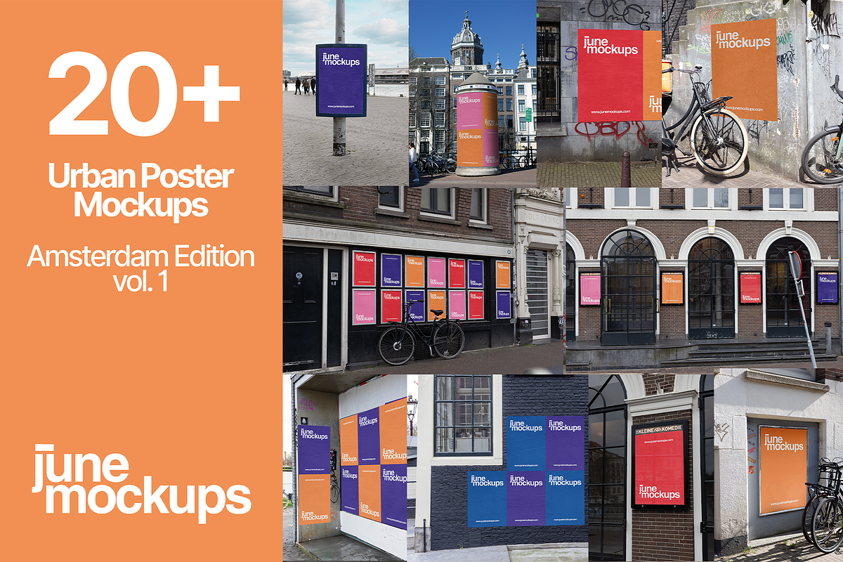 20+ Urban Poster Mockups Amsterdam, a Mockup by JuneMockups (Photo 1 of 11)