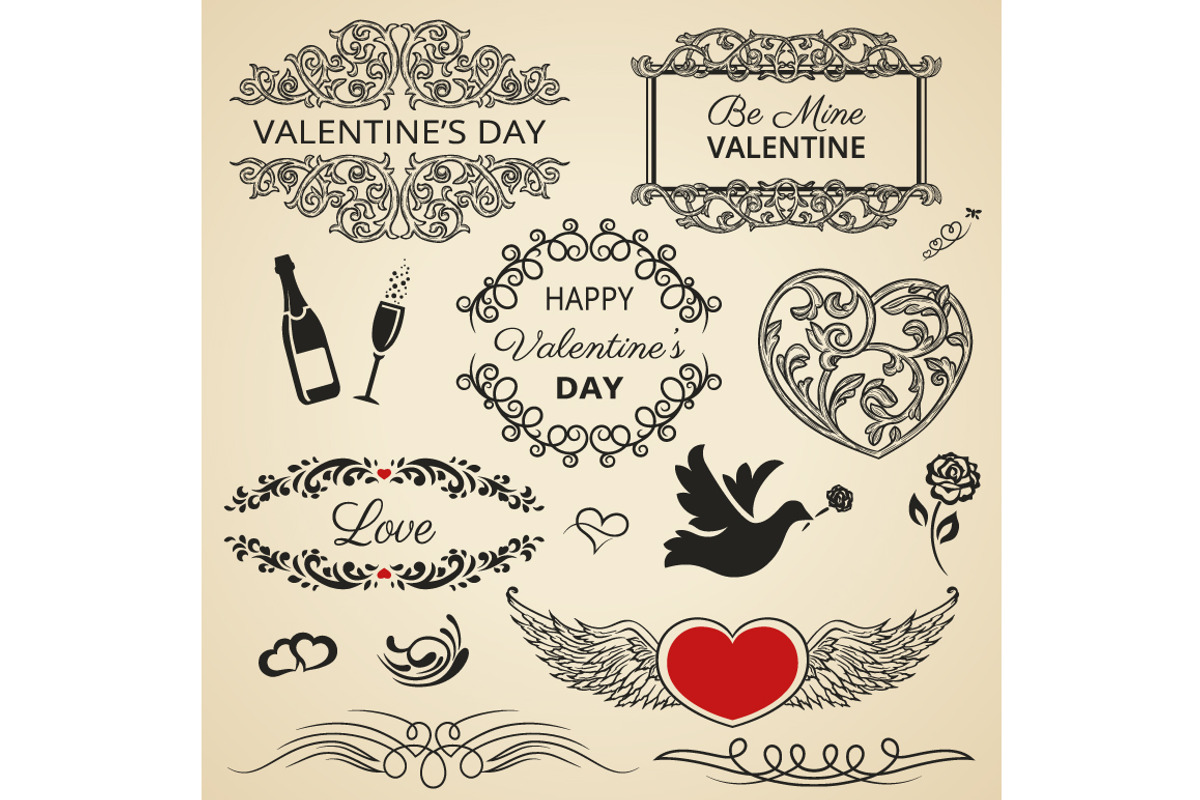 Valentines design elements