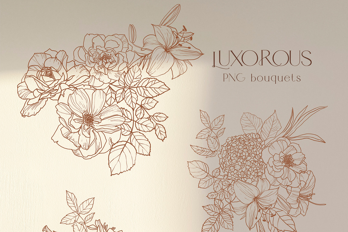 Line Floral Clipart Vector Flowers, an Illustration by whiteheartdesign (Photo 2 of 12)