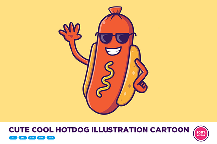Cute Cool Hotdog Illustration, a Food Illustration by Catalyst Labs