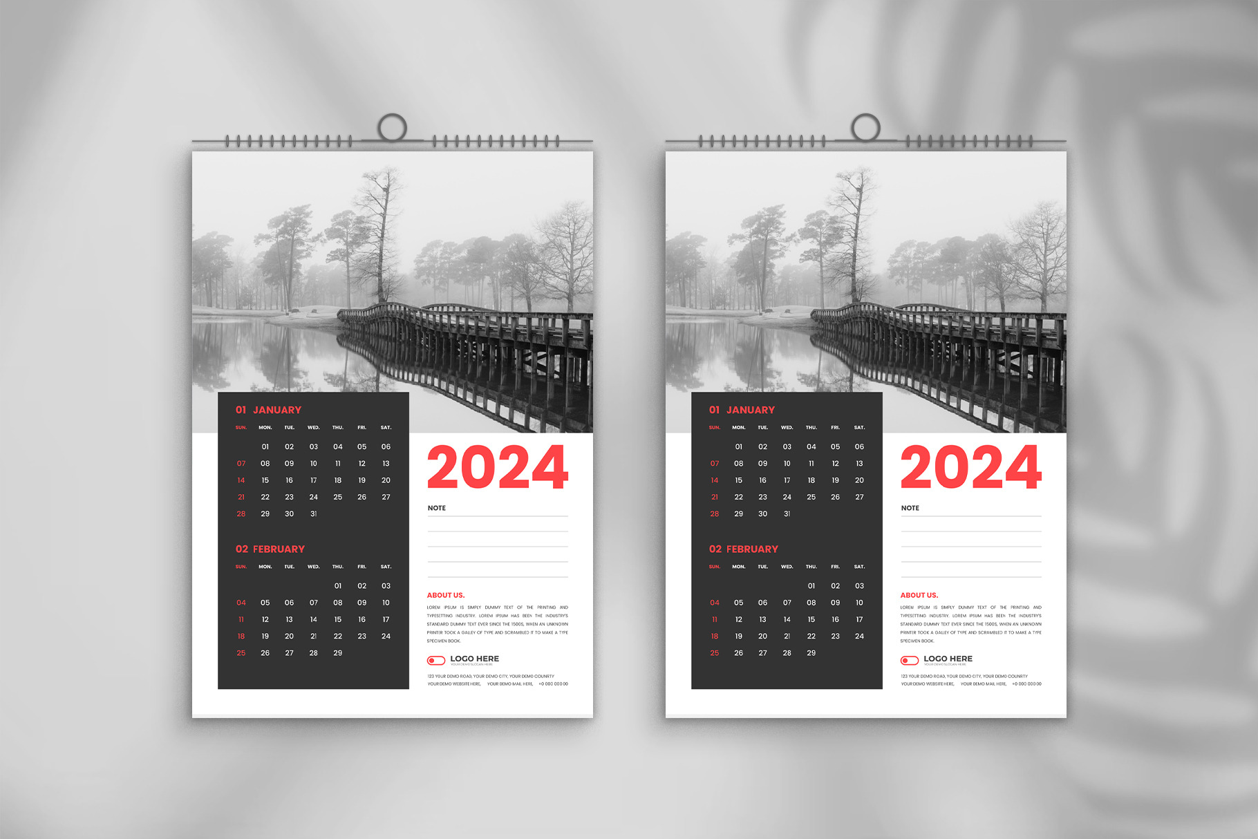 2024 wall calendar design template, a Stationery Template by Tanmoy Topu