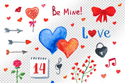 Valentine's Day watercolor pack, a Decorative Illustration by MarBom (Thumbnail 2 of 7)