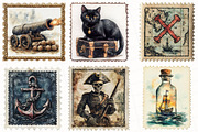 Nautical Pirates Postage Clipart, an Illustration by OK Design (Thumbnail 4 of 5)