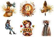 Girls with Fall Flowers Clipart, an Illustration by DreamArtGraphic (Thumbnail 4 of 5)