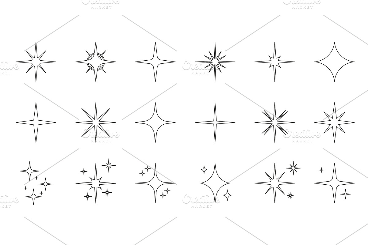 Sparkle Star Line Icon Set, an Object Illustration by Vector Creator