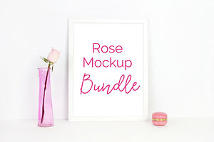 Rose Mockup Bundle (5 Images), a Print Template by Ivory Mix