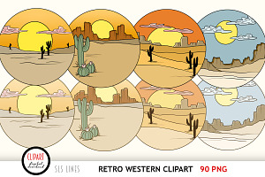 Western Retro Clipart - Cowboys PNG