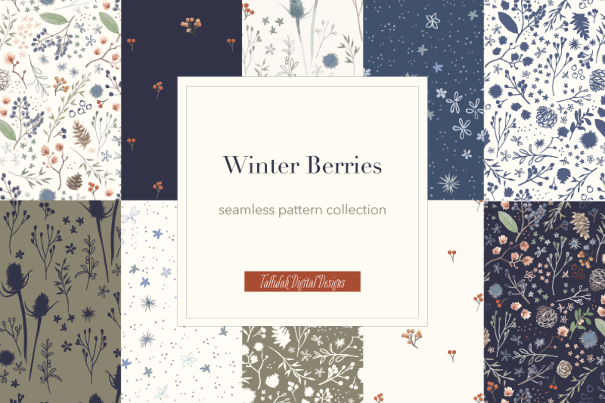 Winter Berries Pattern Collection, an Illustration by Tallulah Digital Designs (Photo 1 of 4)