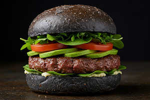 Beef burger with avocado, tomato, an, a Food & Drink Photo by professorinc