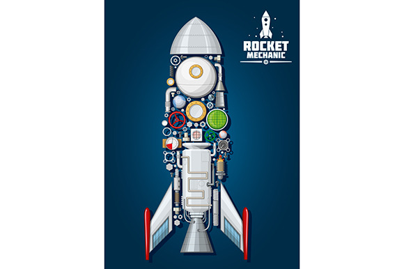 Rocket mechanics scheme, a Background Graphic by Vector Tradition