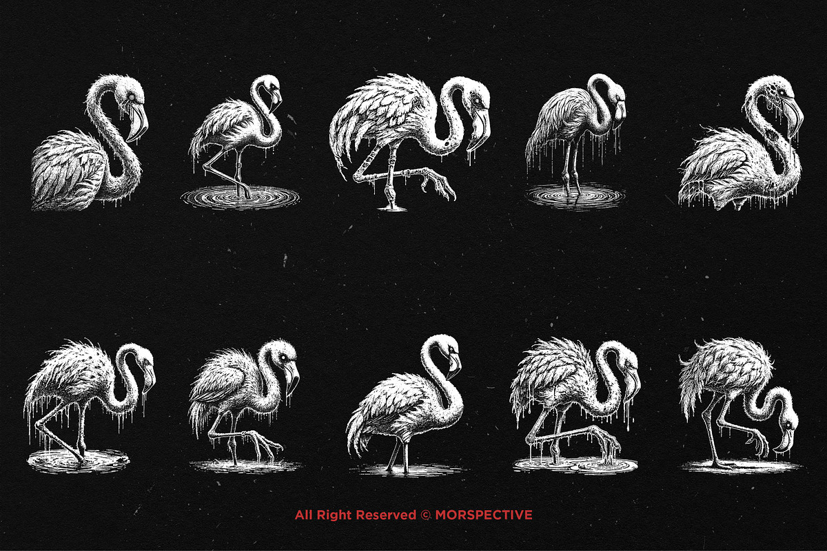 10 Bundle Dark Art Flamingo Bird, an Illustration by Morspective (Photo 6 of 7)