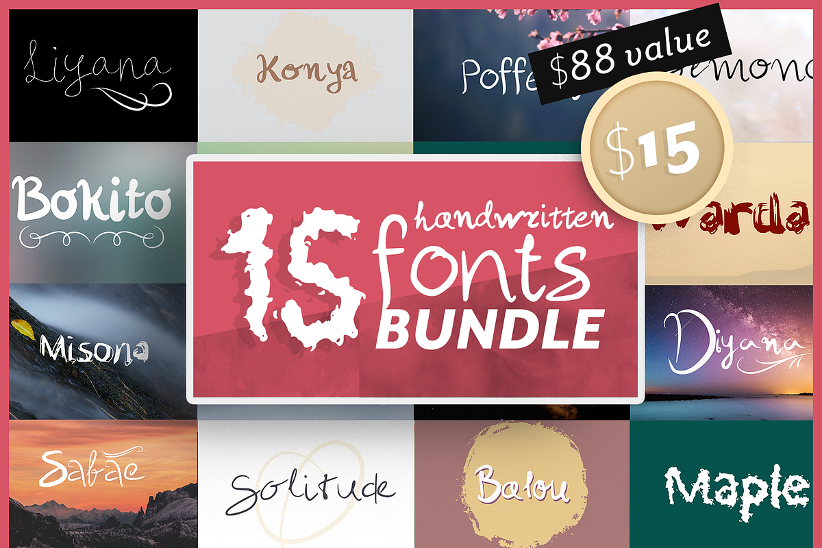 15 Handwritten Fonts Bundle SALE