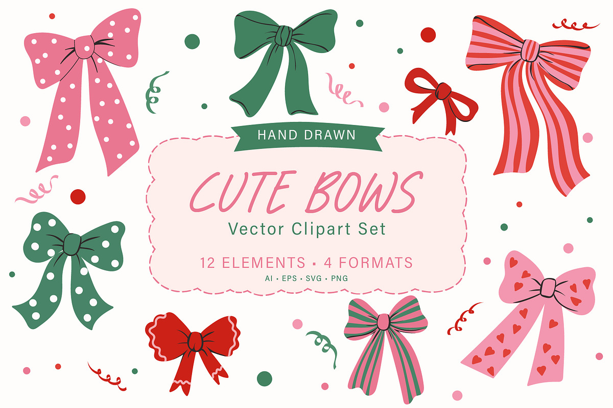 Cute Hand Drawn Bow Clipart, an Object Graphic by OREHOVKA (Photo 1 of 4)