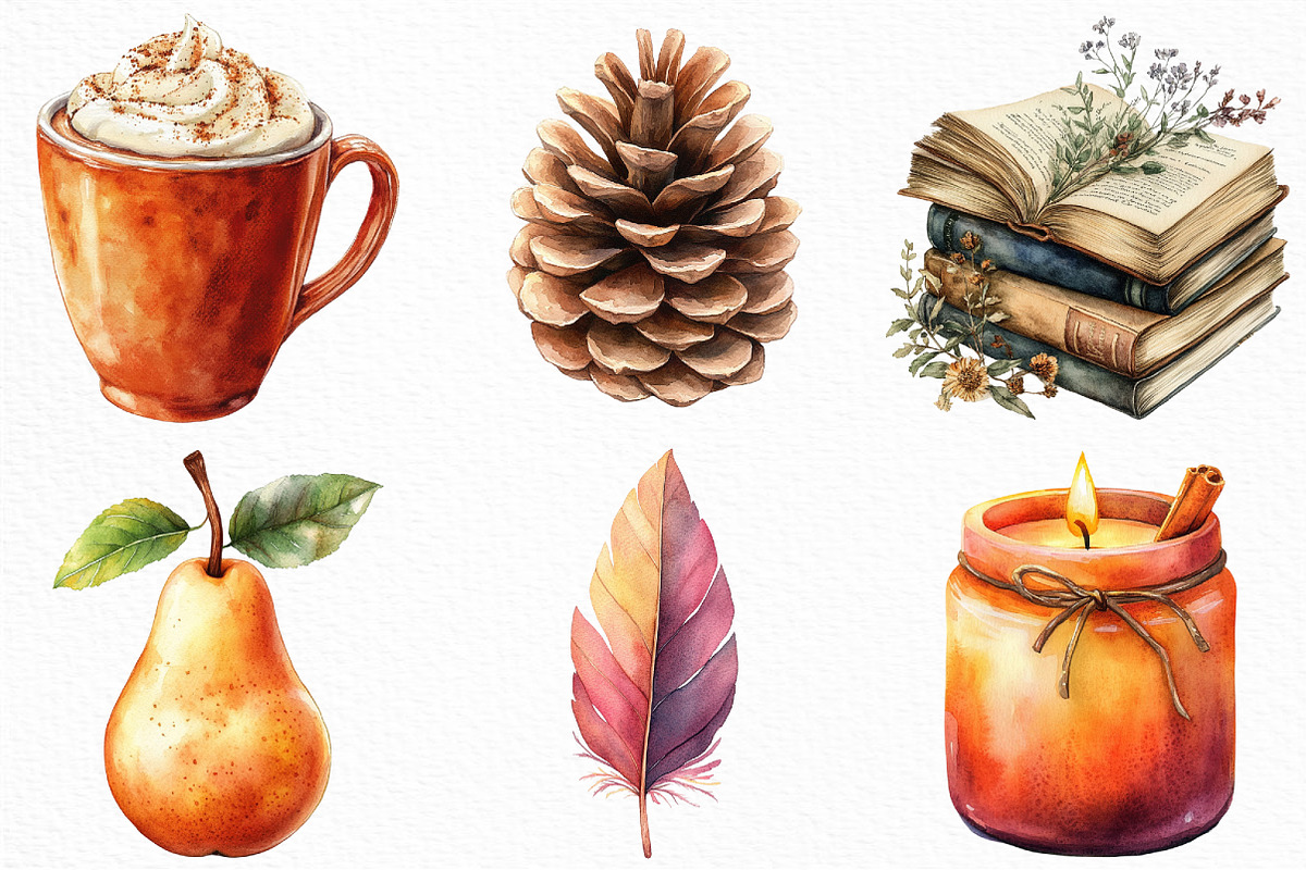 Watercolor Velvet Autumn Clipart, an Illustration by Craft Nest (Photo 2 of 6)