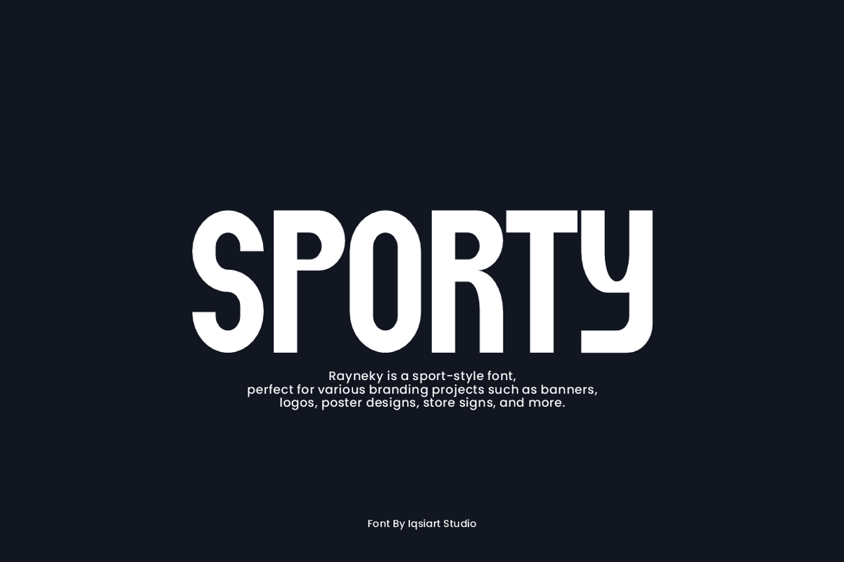 Rayneky - Sporty Font, a Sans Serif Font by Iqsiart Studio (Photo 2 of 8)