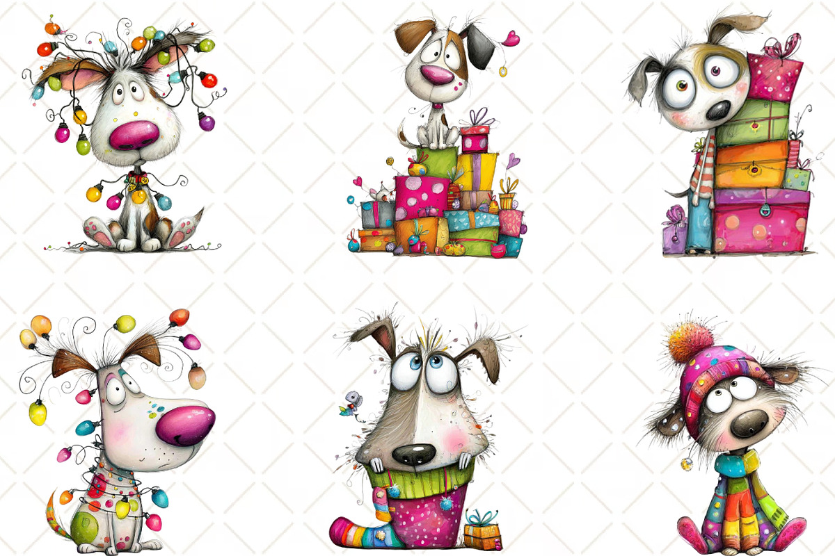 Christmas Dog Clipart, an Illustration by Black Bird Studio (Photo 2 of 6)