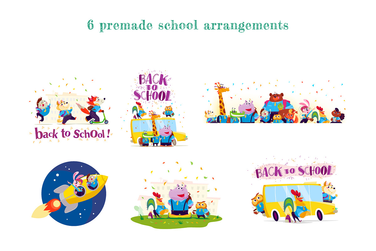 school animals kit, an Animal Illustration by Funnystore (Photo 4 of 12)