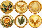 Watercolor Christmas Golden Wax Seal, an Illustration by Canvas Craft (Thumbnail 4 of 8)