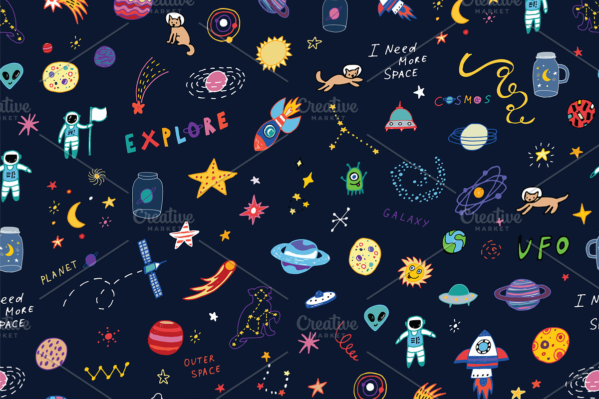 Doodle Space, a Pattern Graphic by GooseFrol (Photo 3 of 6)