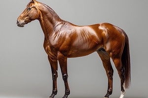 A majestic brown horse stands gracefully, showcasing its strong physique and sh, an Animal Photo by ImageMir