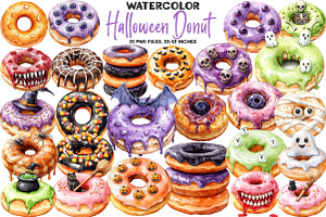 Donut Clipart, Halloween Donut Clipa, an Illustration by DreamArtGraphic
