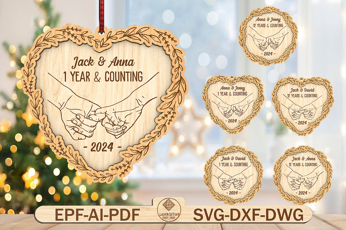Christmas Couple hands Ornament Svg, a Pattern Graphic by Lasercutiny (Photo 1 of 2)