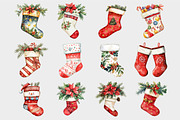 Watercolor Christmas Stockings Clipa, a Seasonal Illustration by Design Market (Thumbnail 4 of 5)