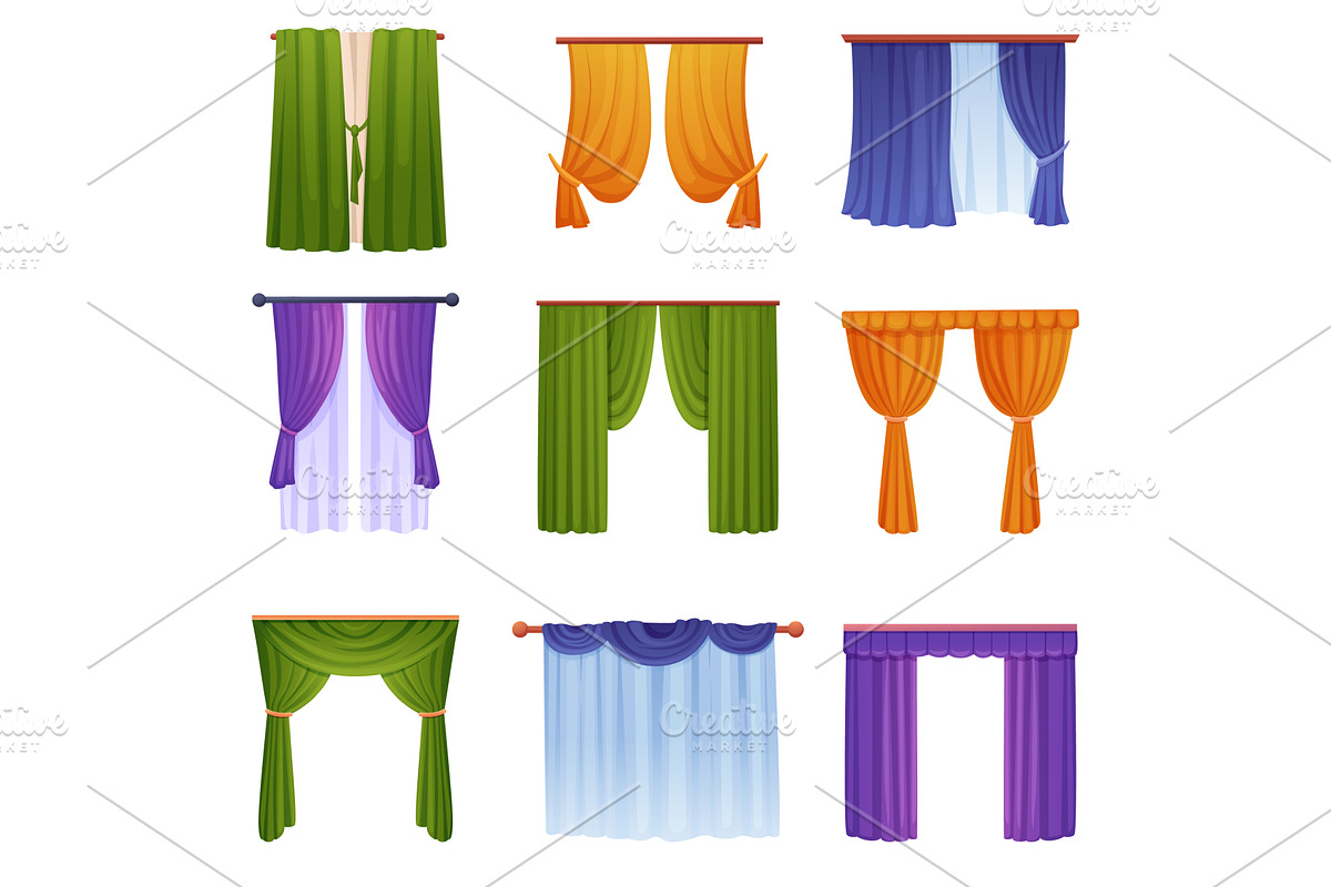 Window cartoon curtains. Home, an Object Illustration by LadadikArt