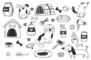 Dog pet puppy bath grooming set, an Animal Illustration by PrettyVectors