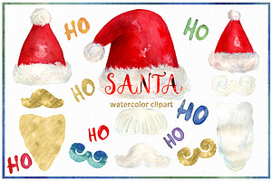 Santa. Christmas Watercolor Clipart