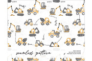 Digger builder Excavator pattern, a Pattern Graphic by Milatoo (Thumbnail 1 of 3)