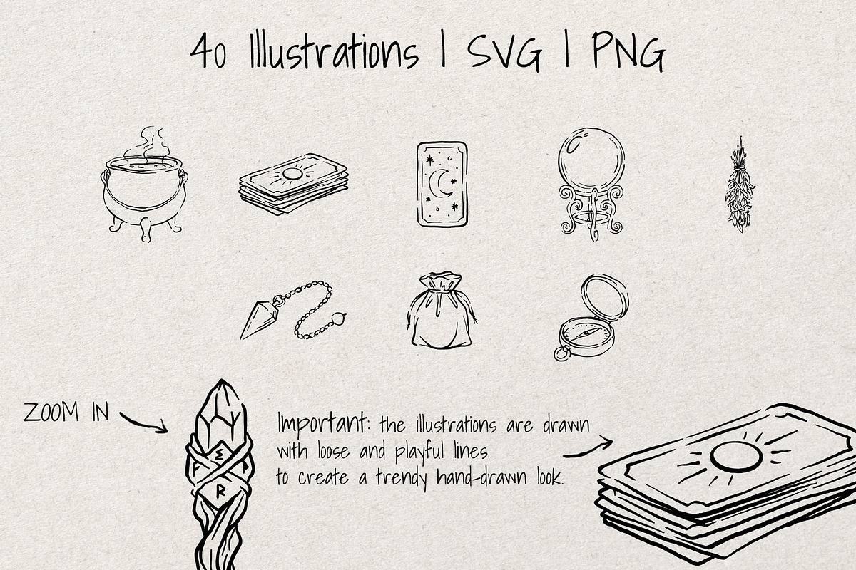 Mystical Whimsical Sketch Bundle, a Decorative Illustration by Artalia (Photo 4 of 5)