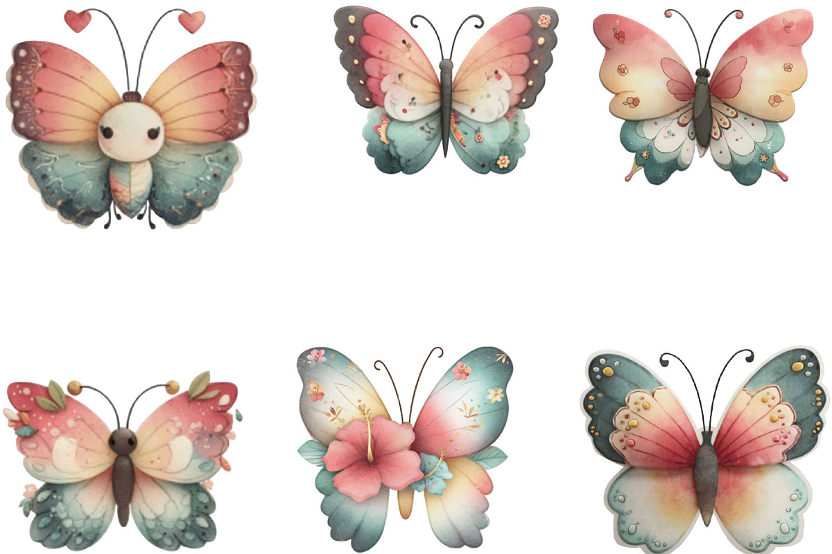 Whimsical Butterfly Clipart, an Illustration by Designking (Photo 3 of 5)