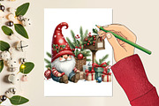 Christmas Gnomes Watercolor Clipart, a Seasonal Illustration by Craft Nest (Thumbnail 2 of 5)