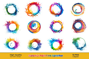 Colorful Rainbow Paint Splash Png