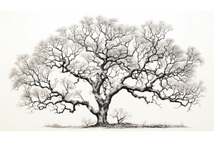 leaves line art trees ai generated, an Arts & Entertainment Photo by pikepicture