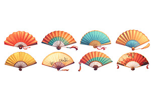 fans set cartoon. red yellow blue, an Object Illustration by Stock-Smart-Start
