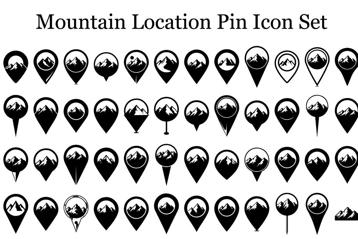 Mountain Location Pin Icon Set, a Graphic by hafijul (Photo 1 of 11)