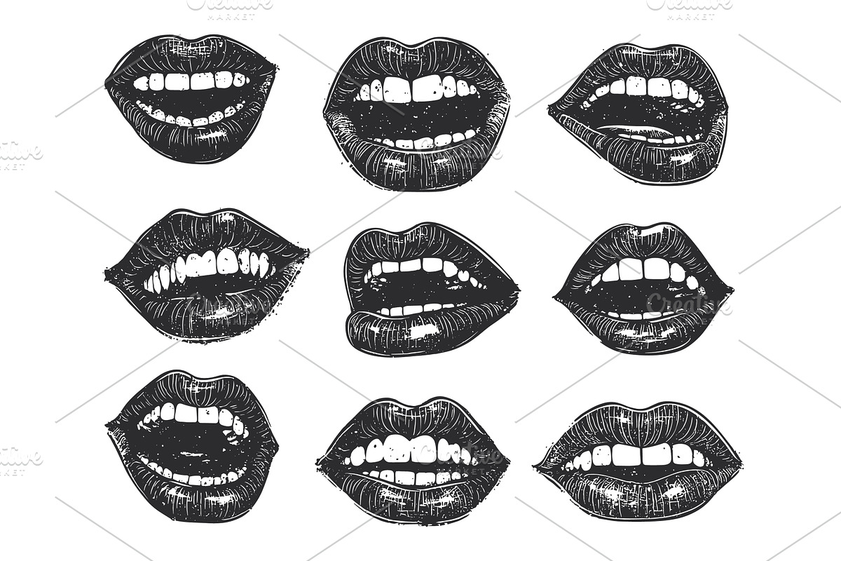 Different Mouth Icons Hand Drawn, an Object Illustration by LadadikArt