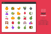 55 Fruits Produce Icons, a Solid Icon by Flat Icons (Thumbnail 1 of 7)