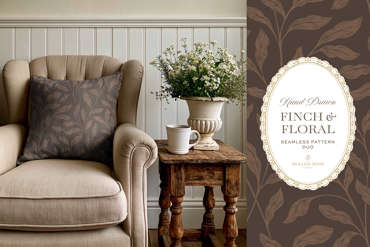 Vintage Bird & Floral Pattern Duo, a Pattern Graphic by Eclectic Anthology (Photo 10 of 13)