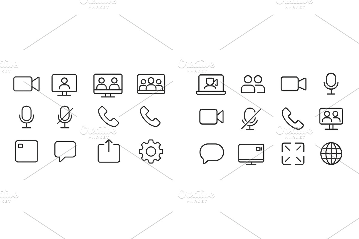 Simple line icons representing, a Technology Illustration by ZinetroN